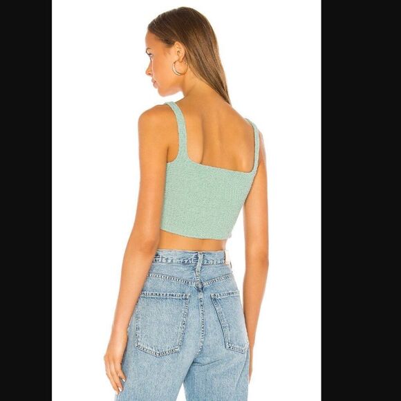 NWT Revolve x Capulet Millie Smocked Crop Top in seafoam | Size XS/P - Picture 3 of 12